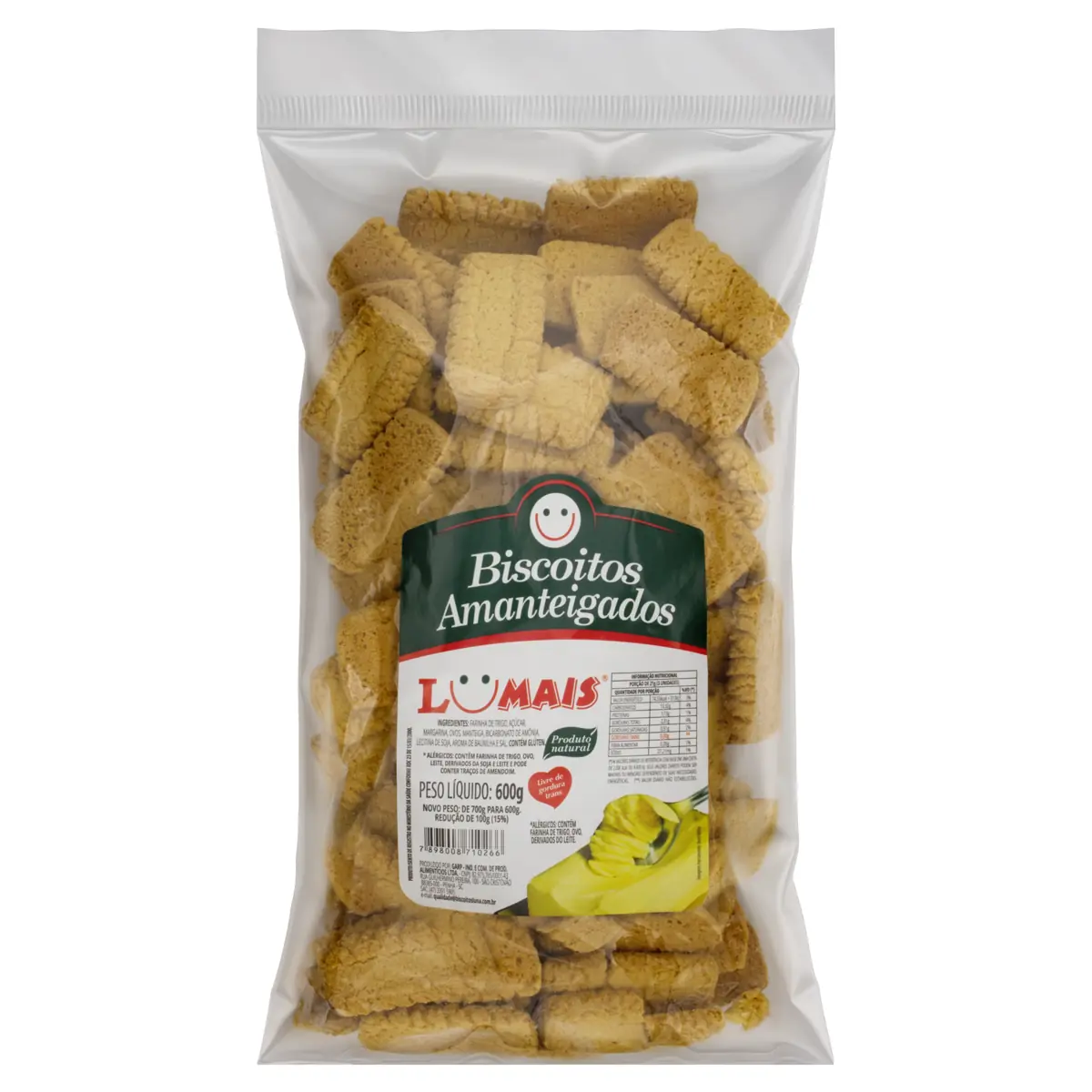 Biscoito Amanteigado Lumais Pacote 600g