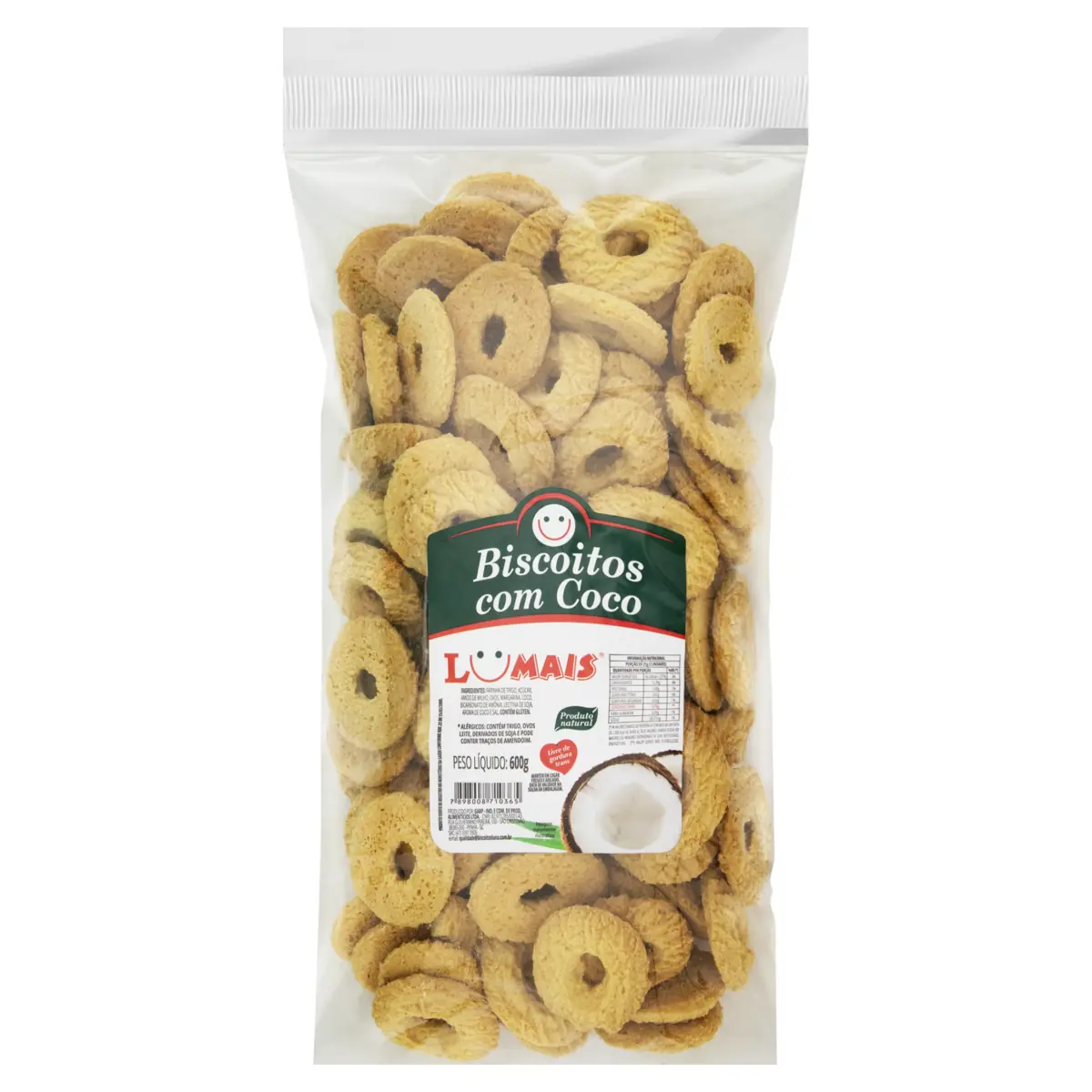 Biscoito Coco Lumais Pacote 600g