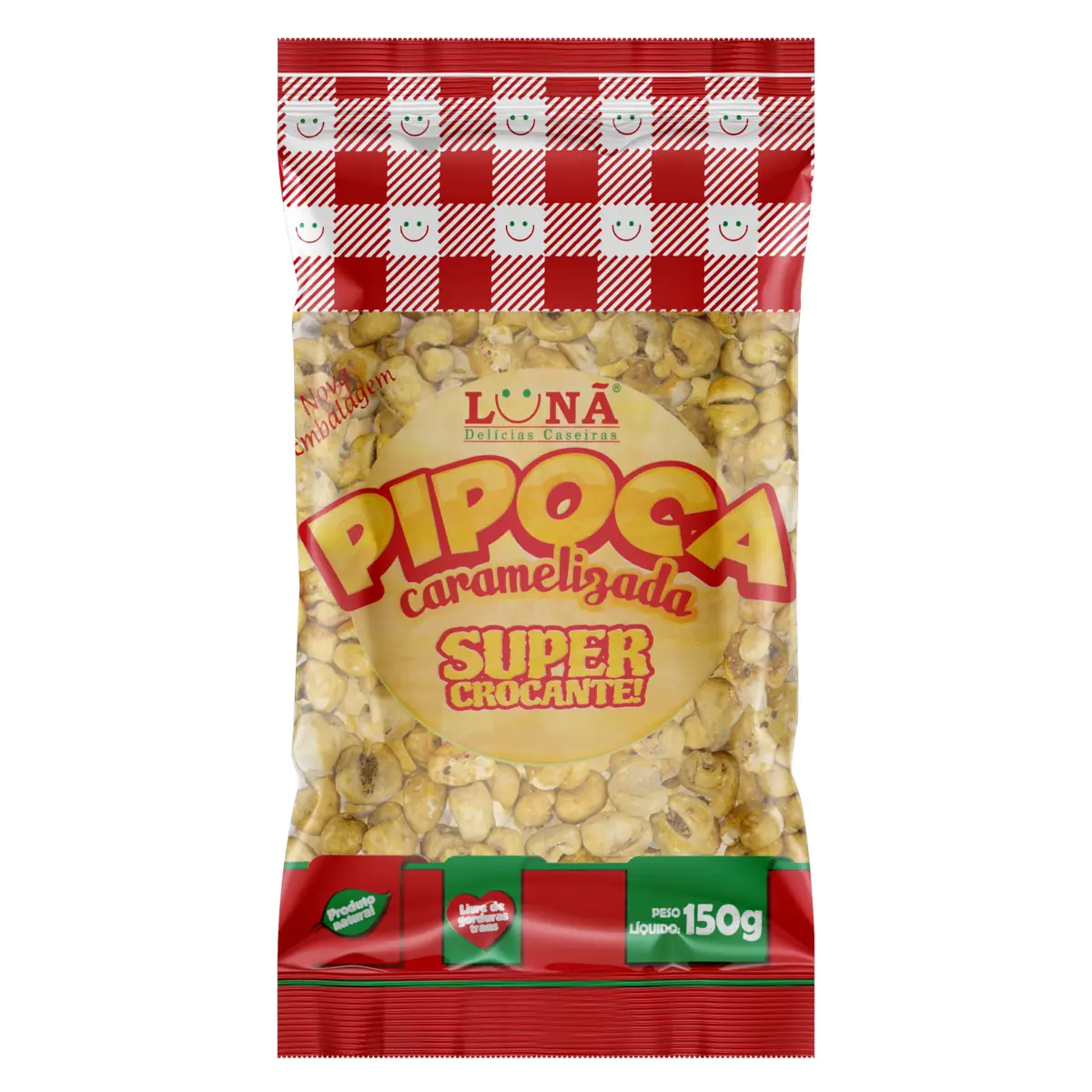 Pipoca Pronta Caramelizada Lunã Delícias Caseiras Pacote 150g