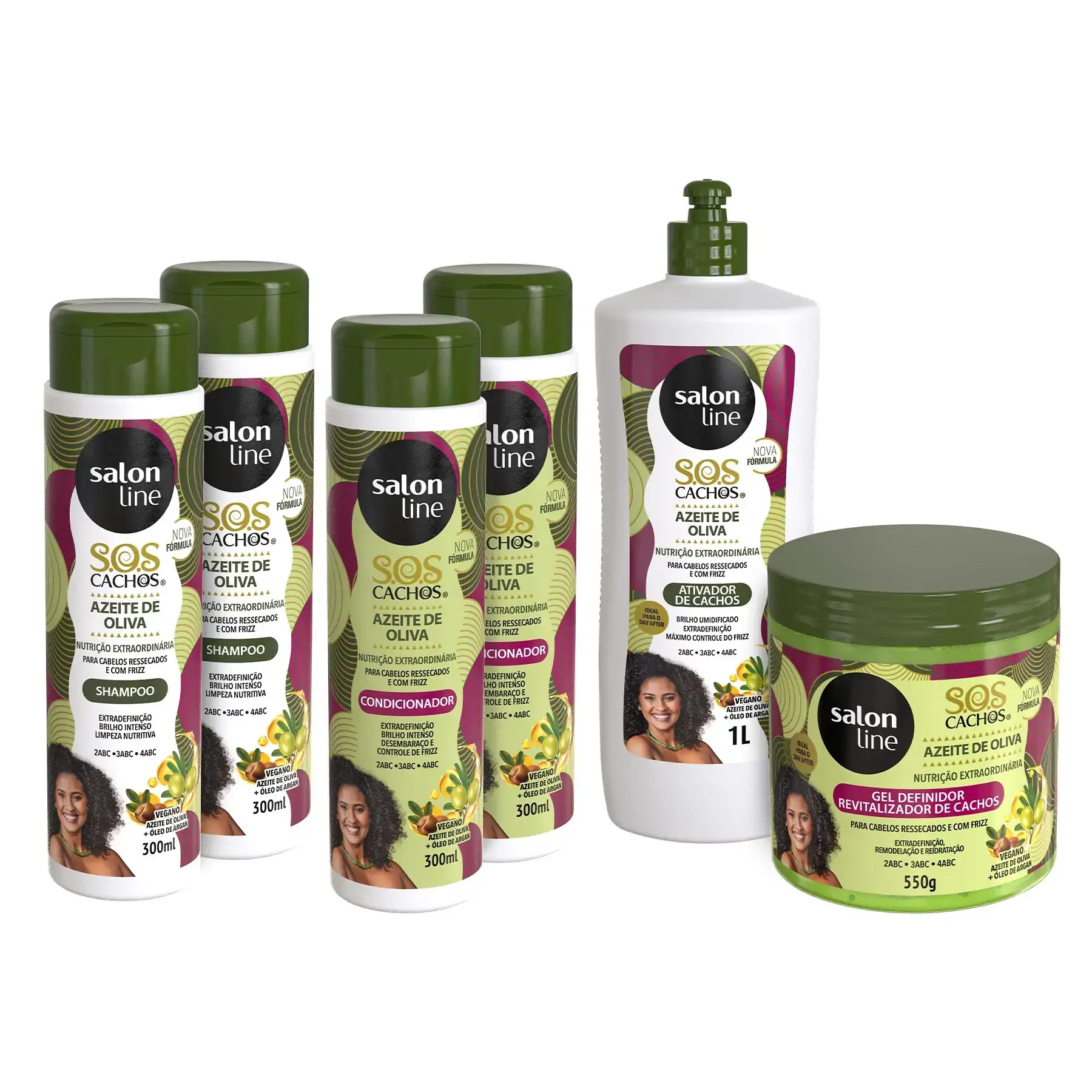 Kit Nutrição SOS Cachos Azeite de Oliva 6 produtos Salon Line