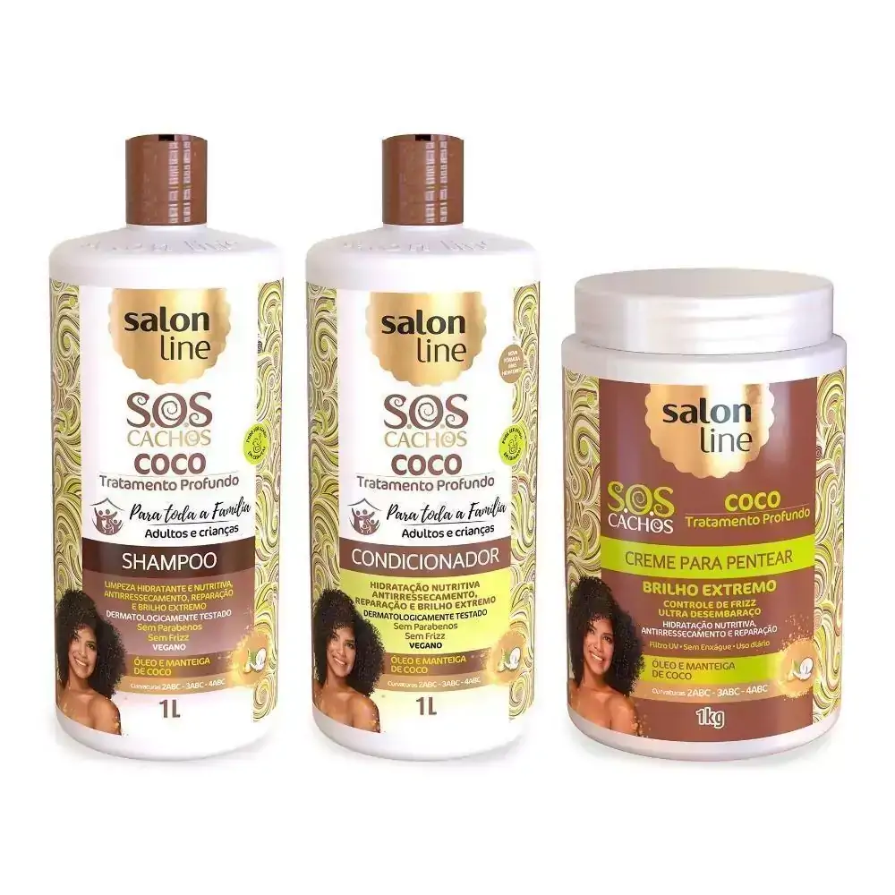Kit SOS Cachos Coco Familia com Creme de pentear 1kg Salon Line