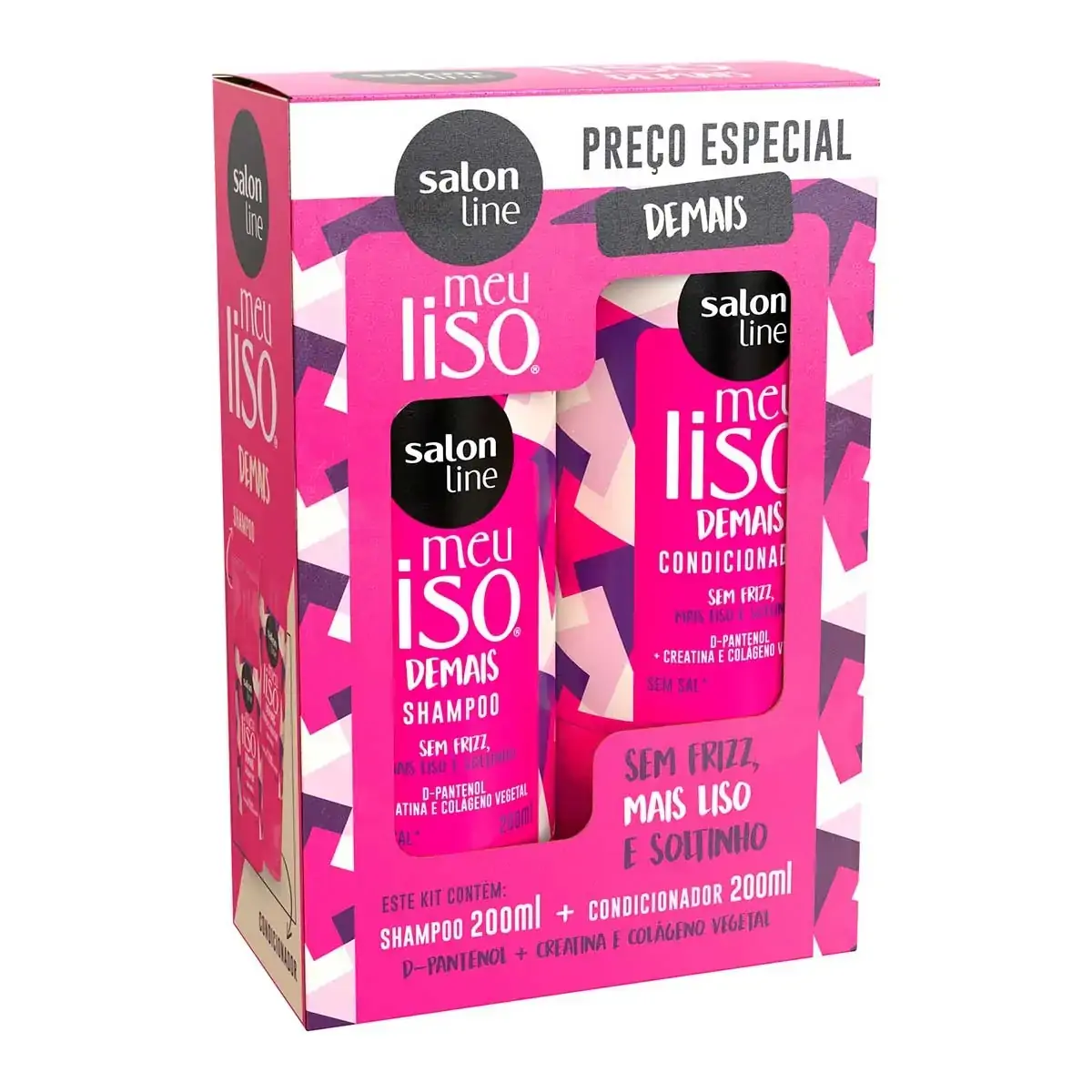 Kit Shampoo e Condicionador Meu Liso Demais Salon Line 200ml