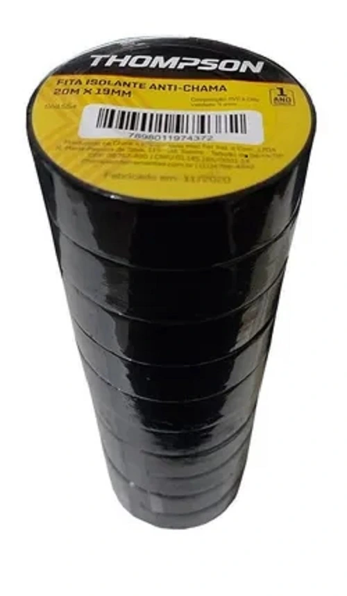 Fita Isolante 20m Anti-chama Thompson Kit C/ 10 Unidades