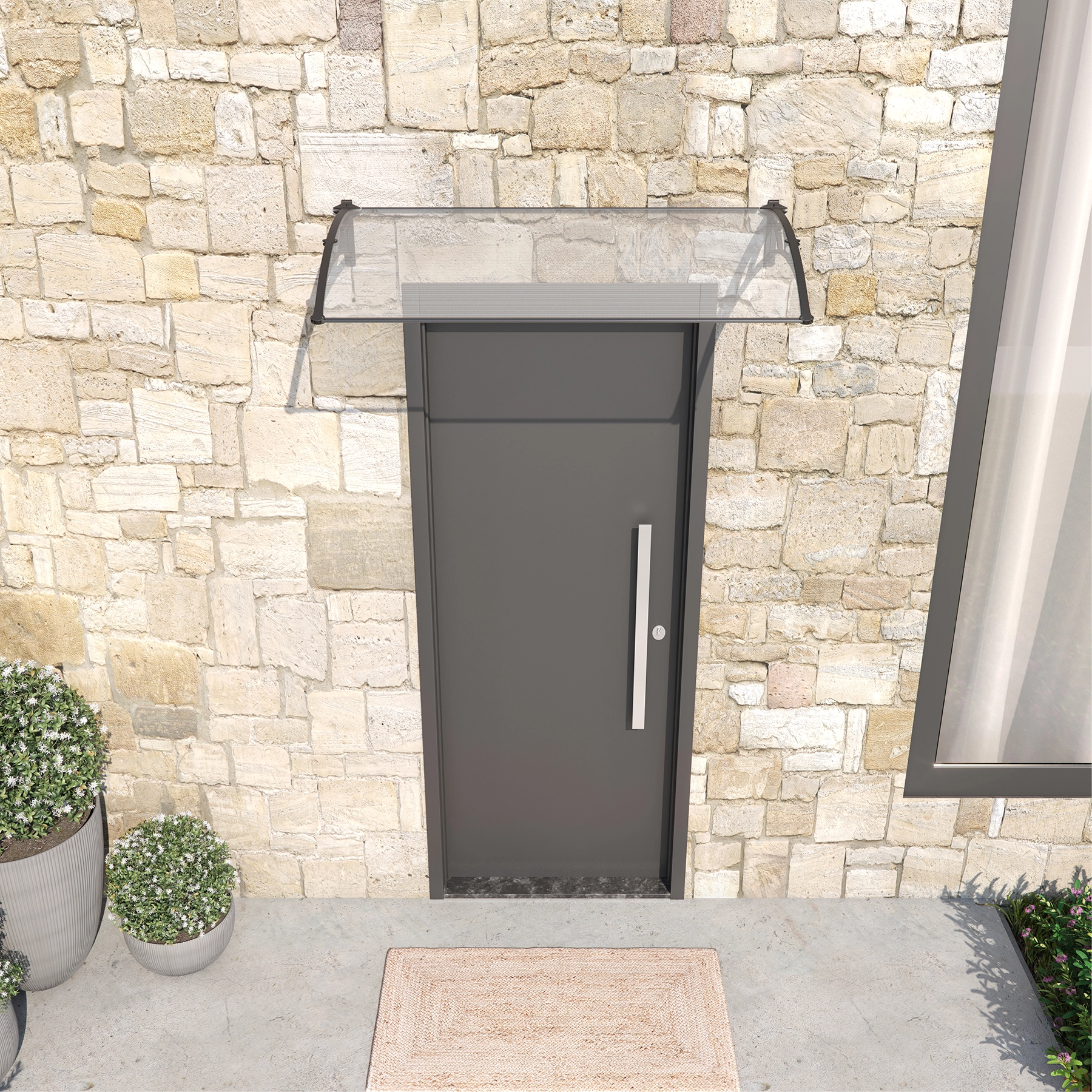 Toldo Fixo Poliestireno 80x62cm Preto e Cristal Grifit