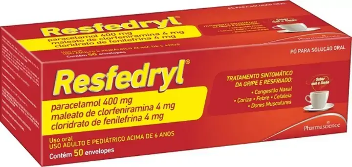 Resfedryl Sabor Mel E Limao 4 Mg/g 4 Mg/g 400 Mg/g 50 Sachês 5 G Pharmasciense Similar