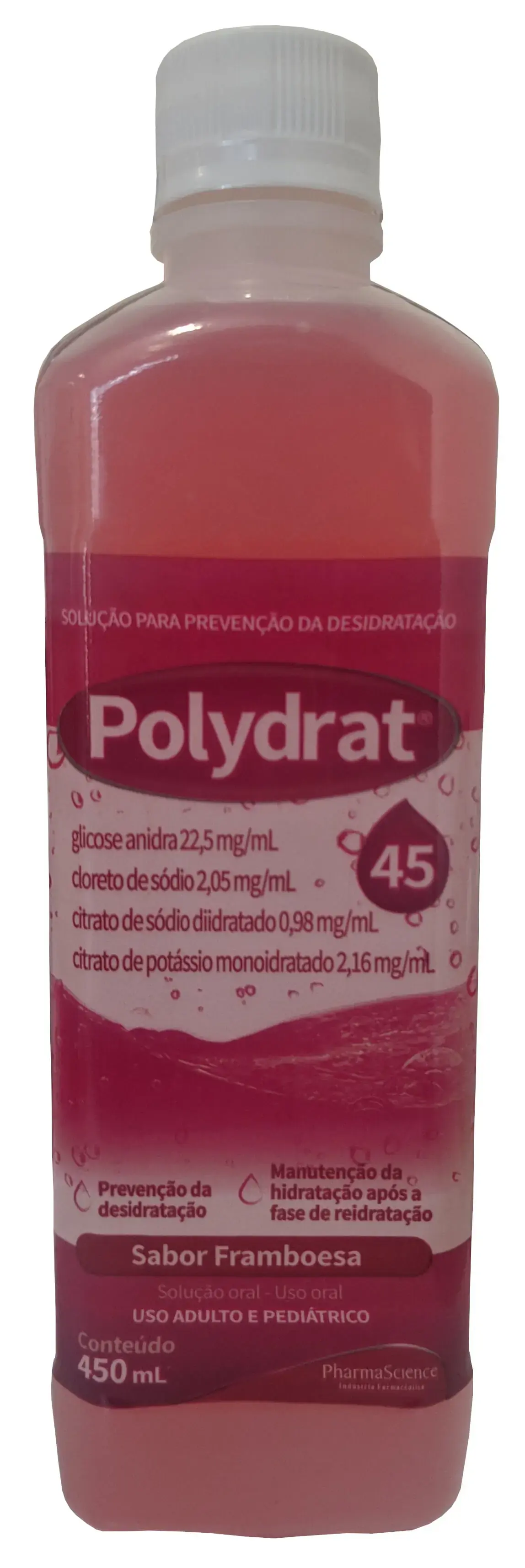 Polydrat 45 Framboesa 2,05mg 2,16mg 0,98mg 22,5mg/ml 450ml