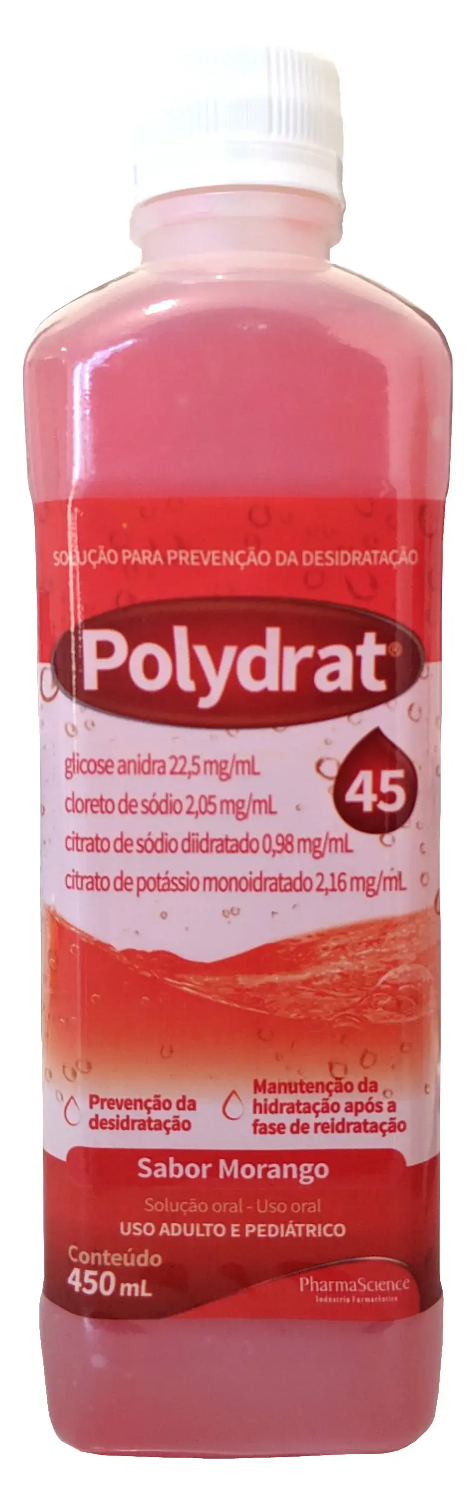 Polydrat 45 Morango 2,05mg 2,16mg 0,98mg 22,5mg/ml 450ml