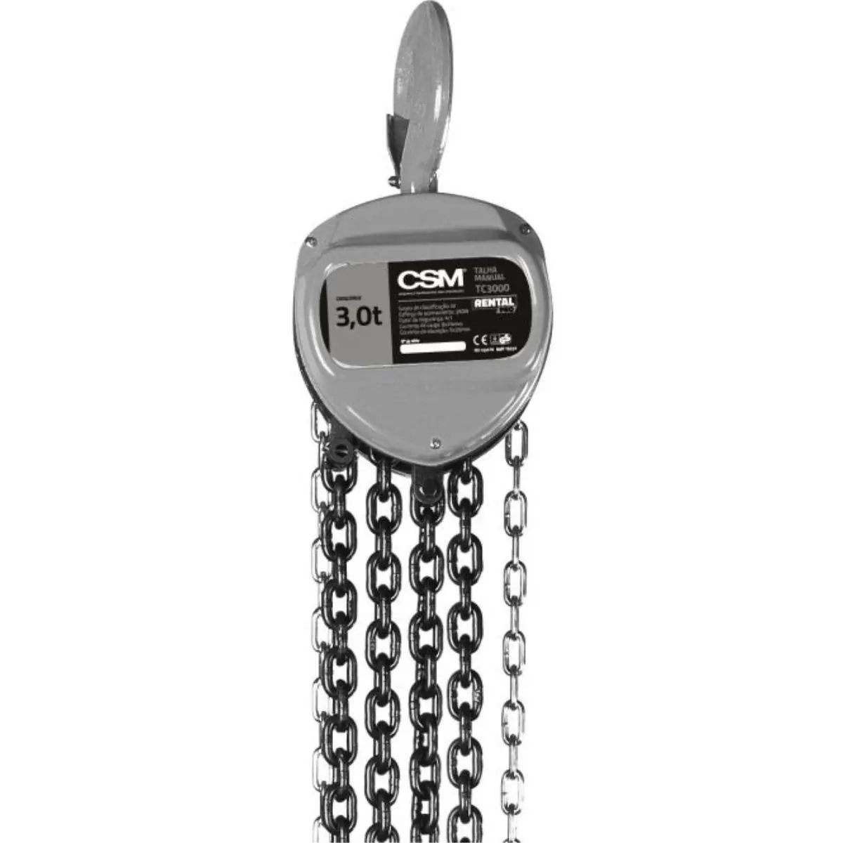 Talha Manual De Corrente Tc 3000 Csm 3000kg X 5 Metros 2 Correntes Gancho Rotativo 360 Galvanizada