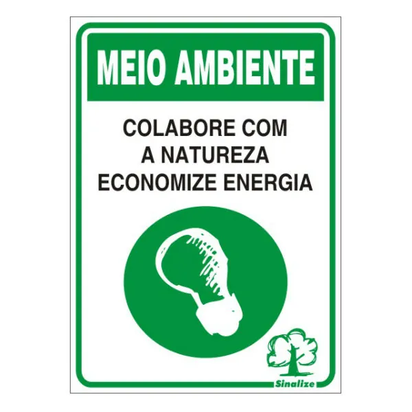 Placa "Economize Energia" Plástico 20x30cm