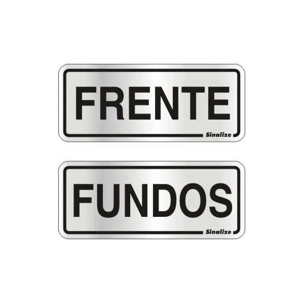 Placa "Frente/Fundos" Alumínio 15x6cm