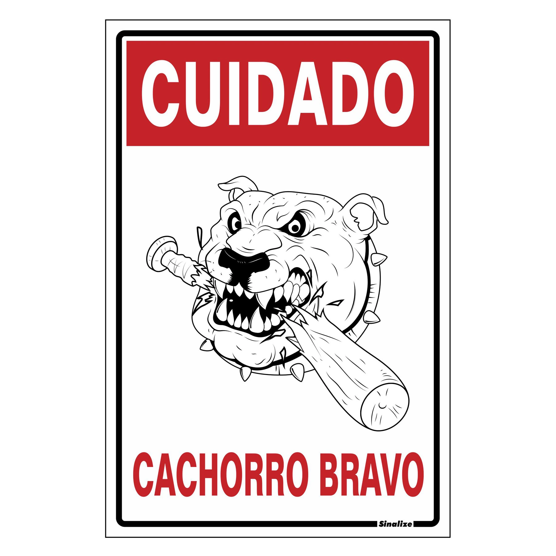 Placa "Cuidado Cachorro Bravo" Plástico 30x20cm