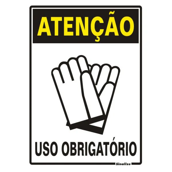 Placa "Uso Obrigatório de Luvas" Plástico 20x30cm