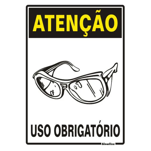 Placa Uso Obrigatório de Óculos Plástico 15x20cm