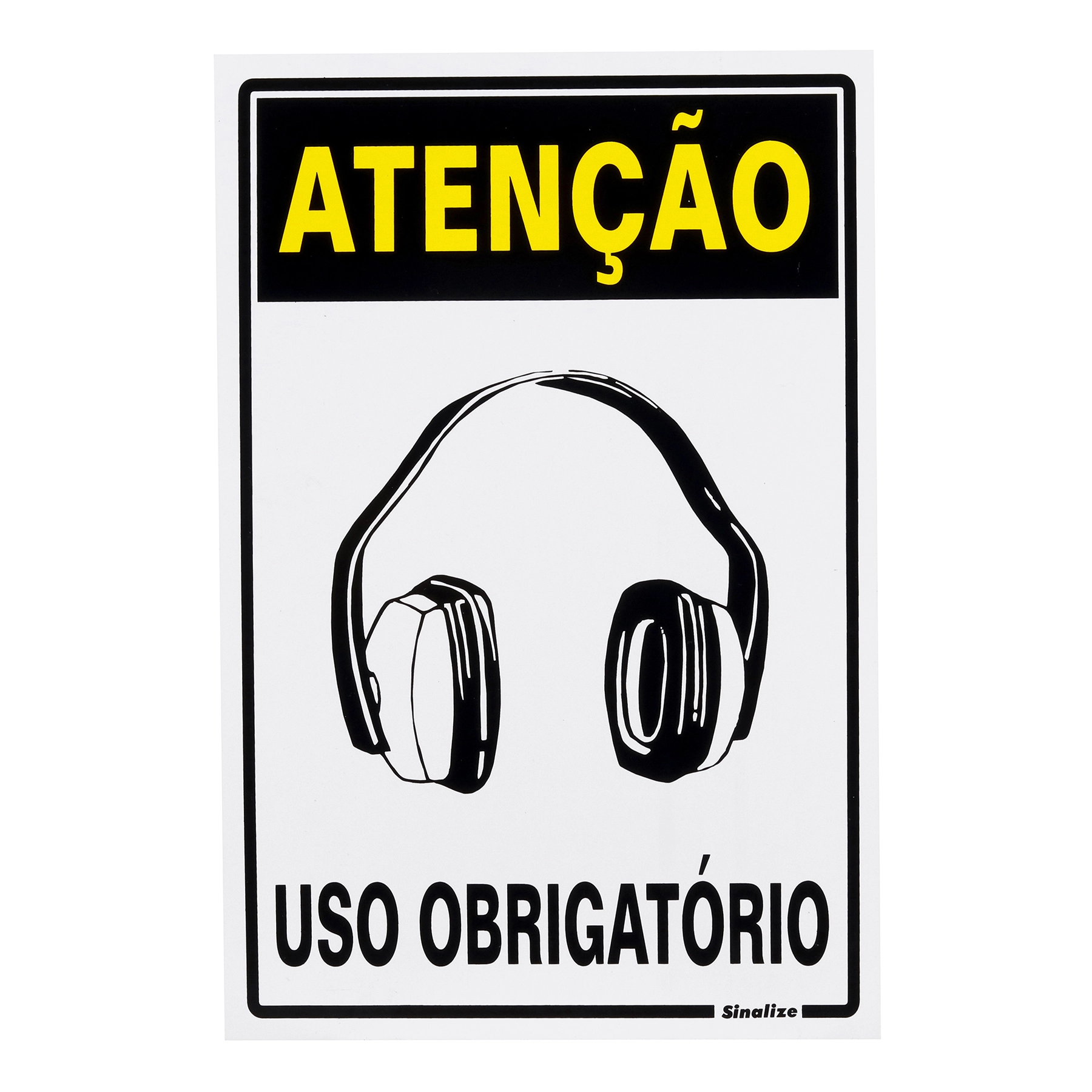 Placa "Uso Obrigatório de Fone de Ouvido" Plástico 15x20cm