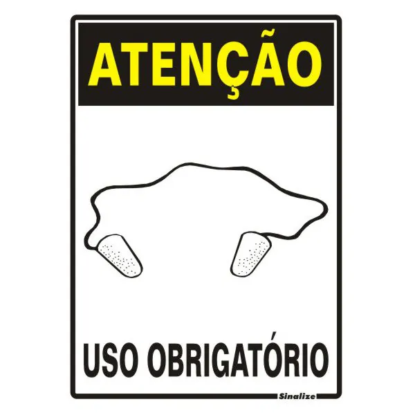 Placa "Uso Obrigatório de Protetor Auricular" Plástico 15x20cm