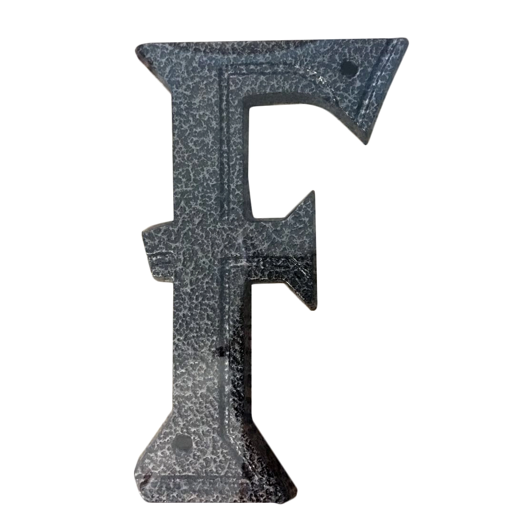 Letra Casa "F" 16cm Adesivo Alumínio Prata