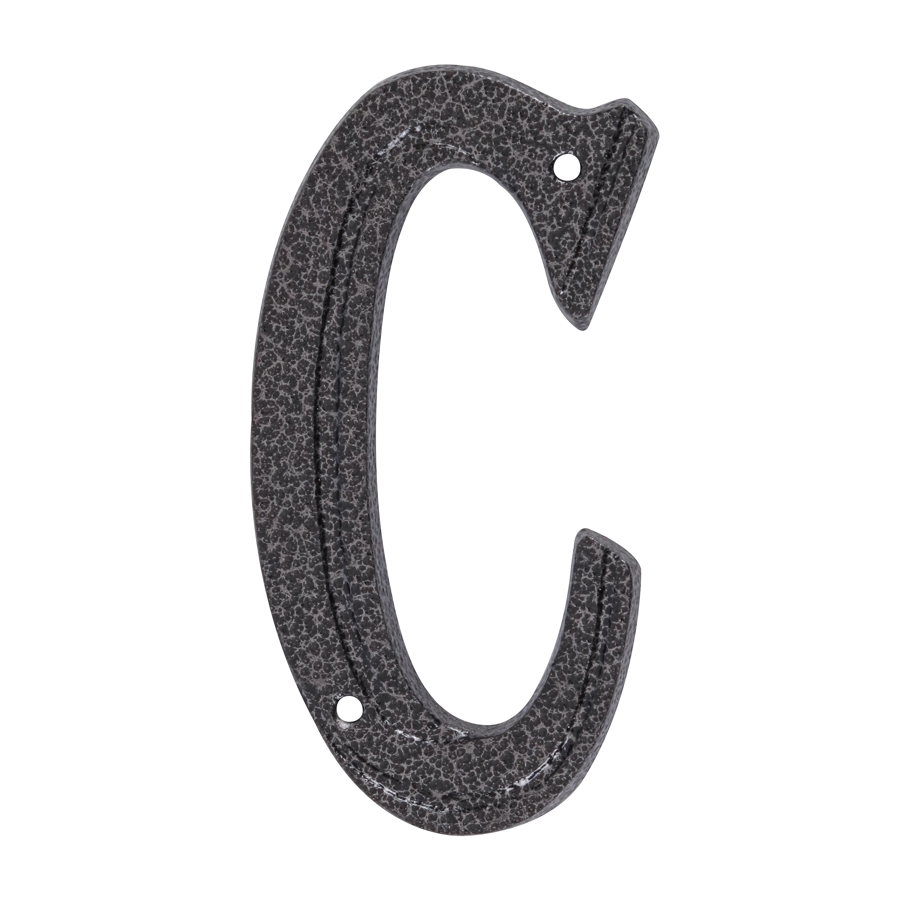 Letra Casa "C" 16cm Adesivo Alumínio Prata