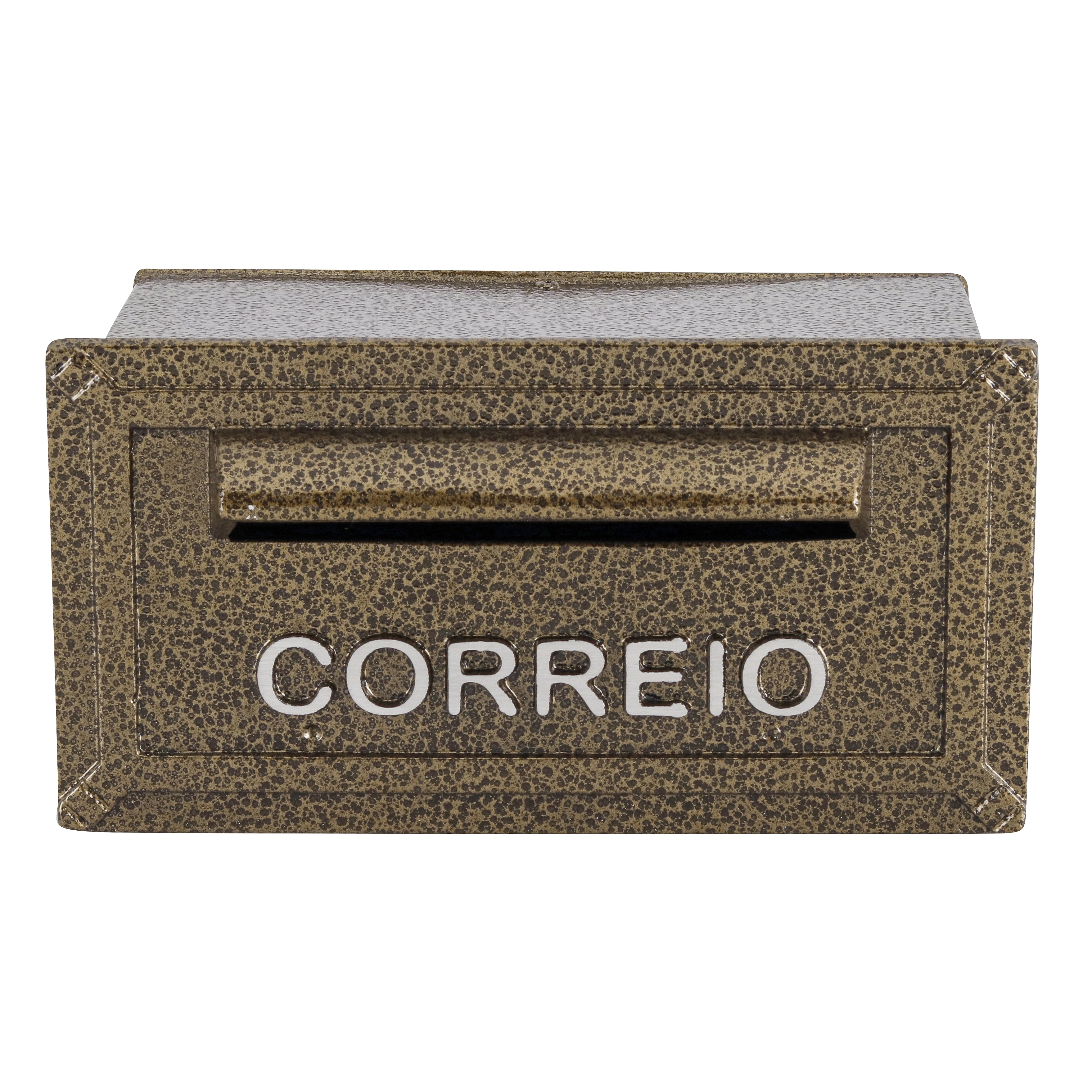 Caixa de Correio para Grade e Muro Alumínio Dourado 14x27x18cm