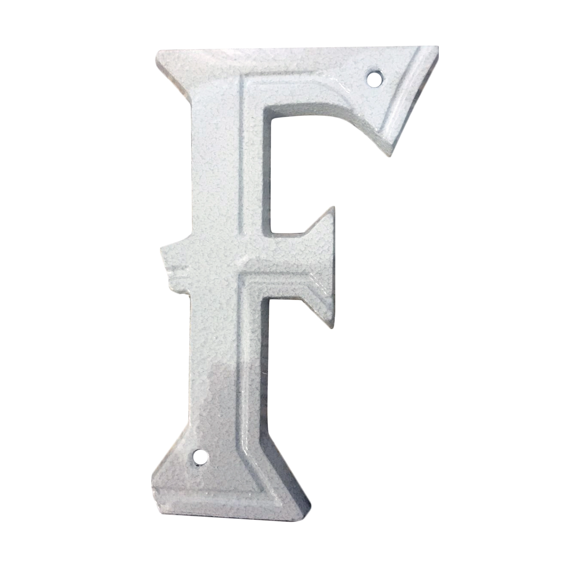 Letra Casa "F" 16cm Adesivo Alumínio Branco