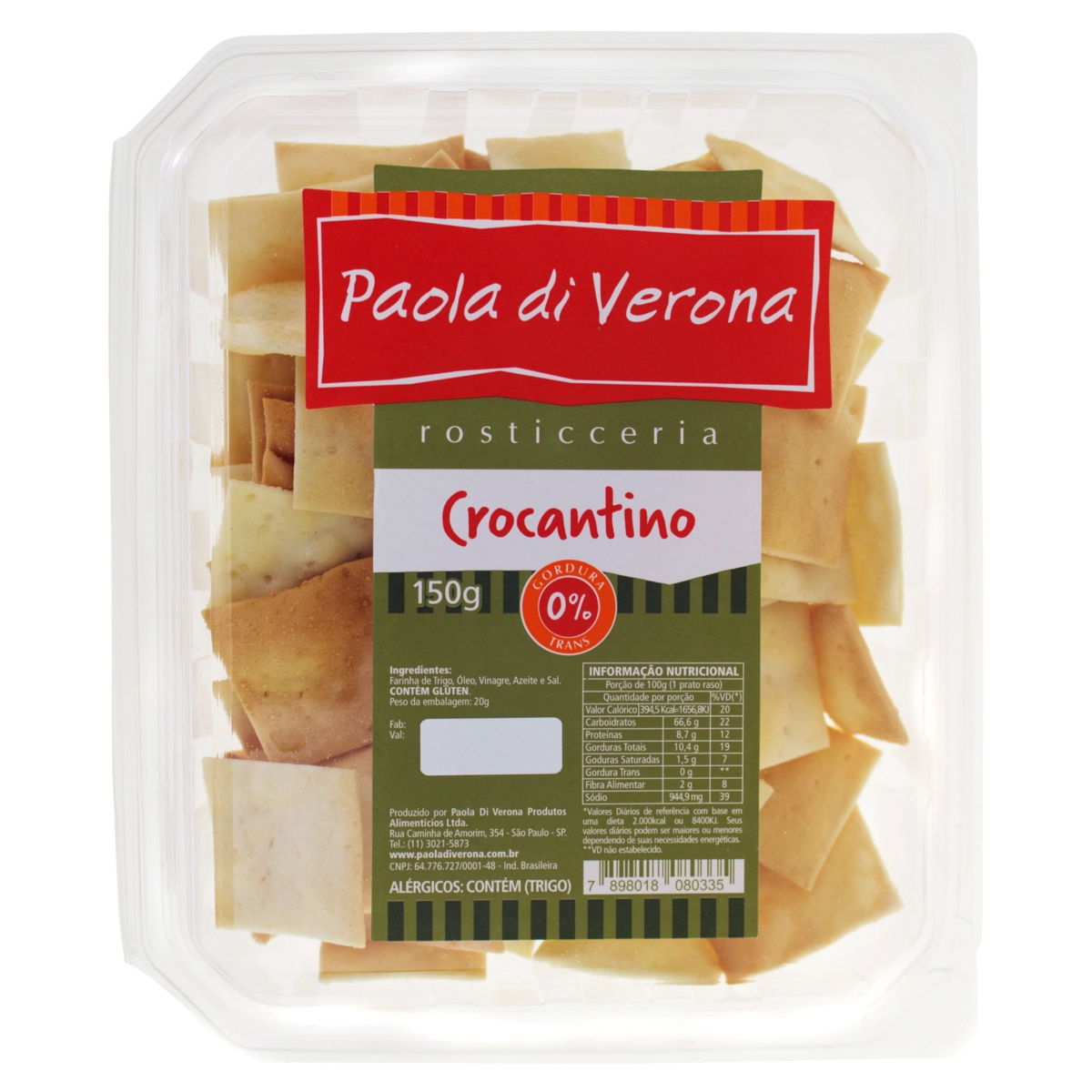 Biscoito Crocantino Paola Di Verona Pote 150g