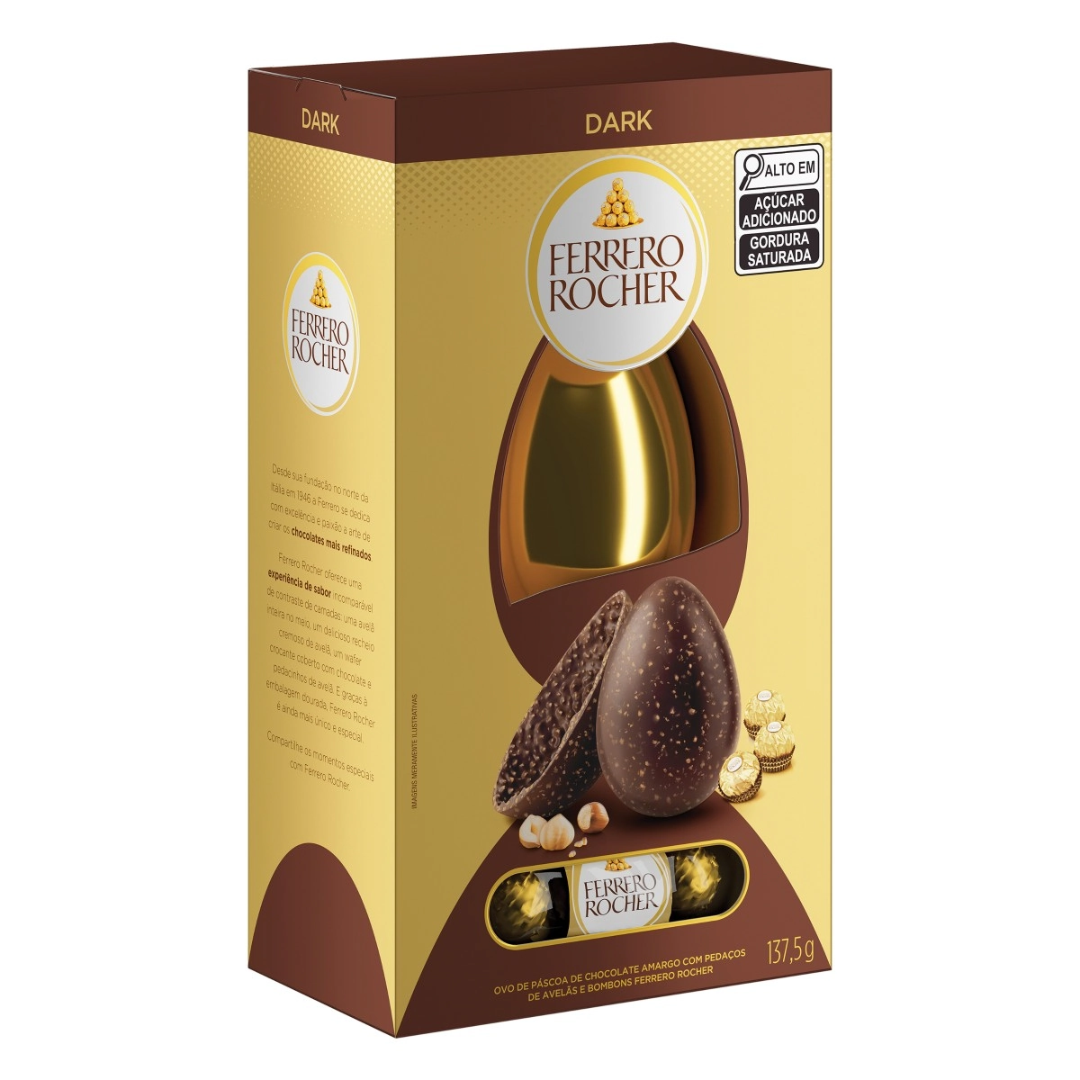 Ovo De Páscoa De Chocolate Dark Amargo Ferrero Rocher Caixa 137,5g