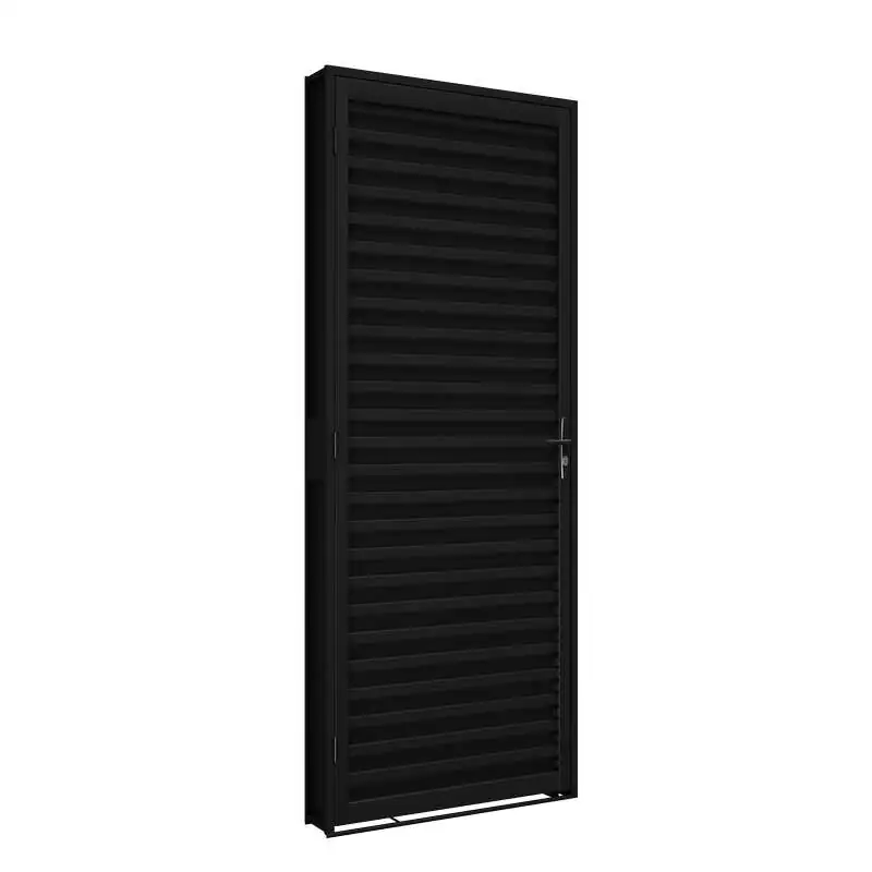 Porta De Giro De Aço Laminada 215 X 60 X 6,5 Cm Preto Direita Riobras Pronta
