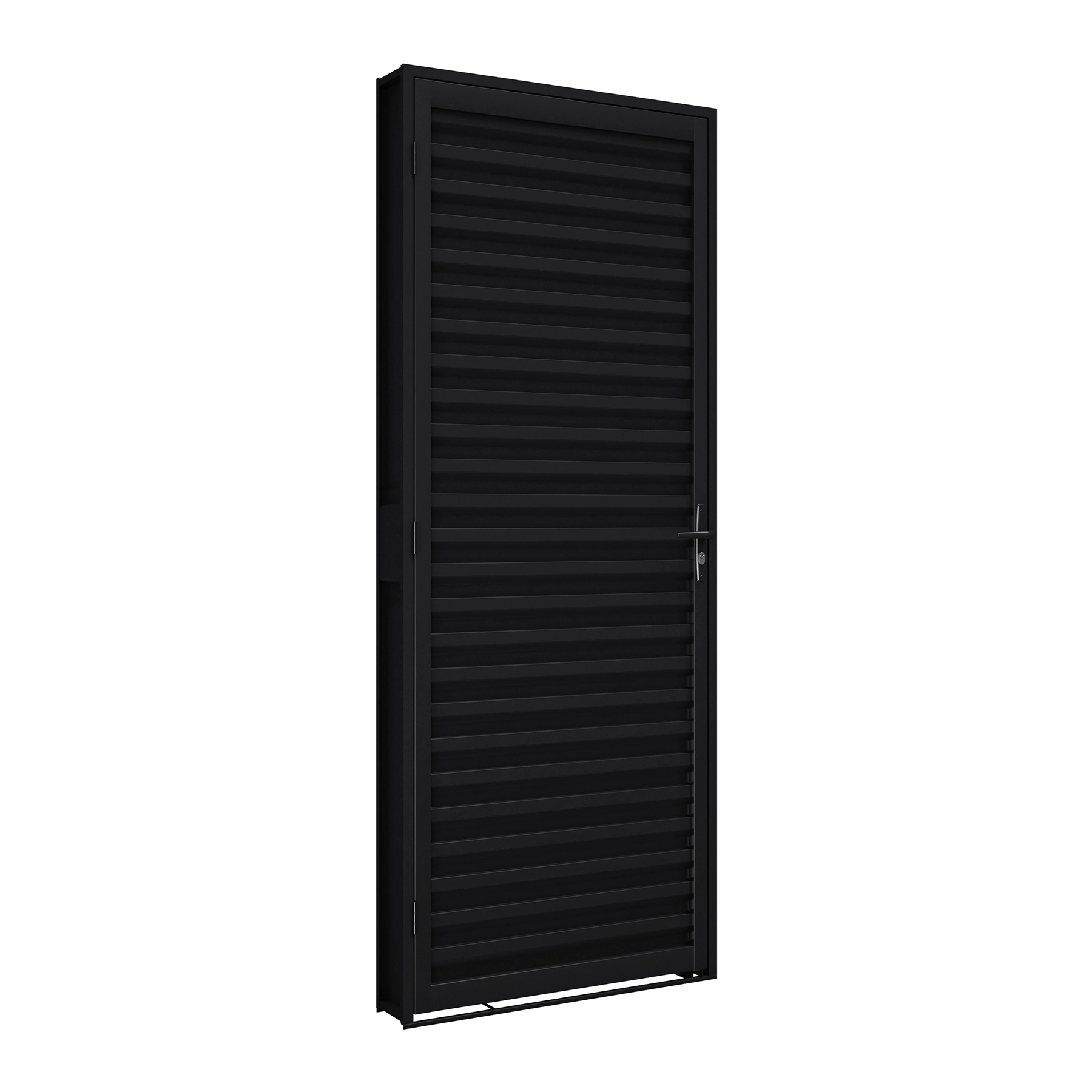 Porta Laminada de Giro Direito 1 Folha Aço Pintado Preto 215x70cm Riobras