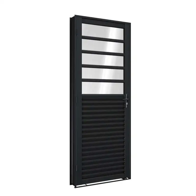Porta De Giro De Aço Com Travessa 215 X 85 X 6,5 Cm Preto Direita Riobras Pronta