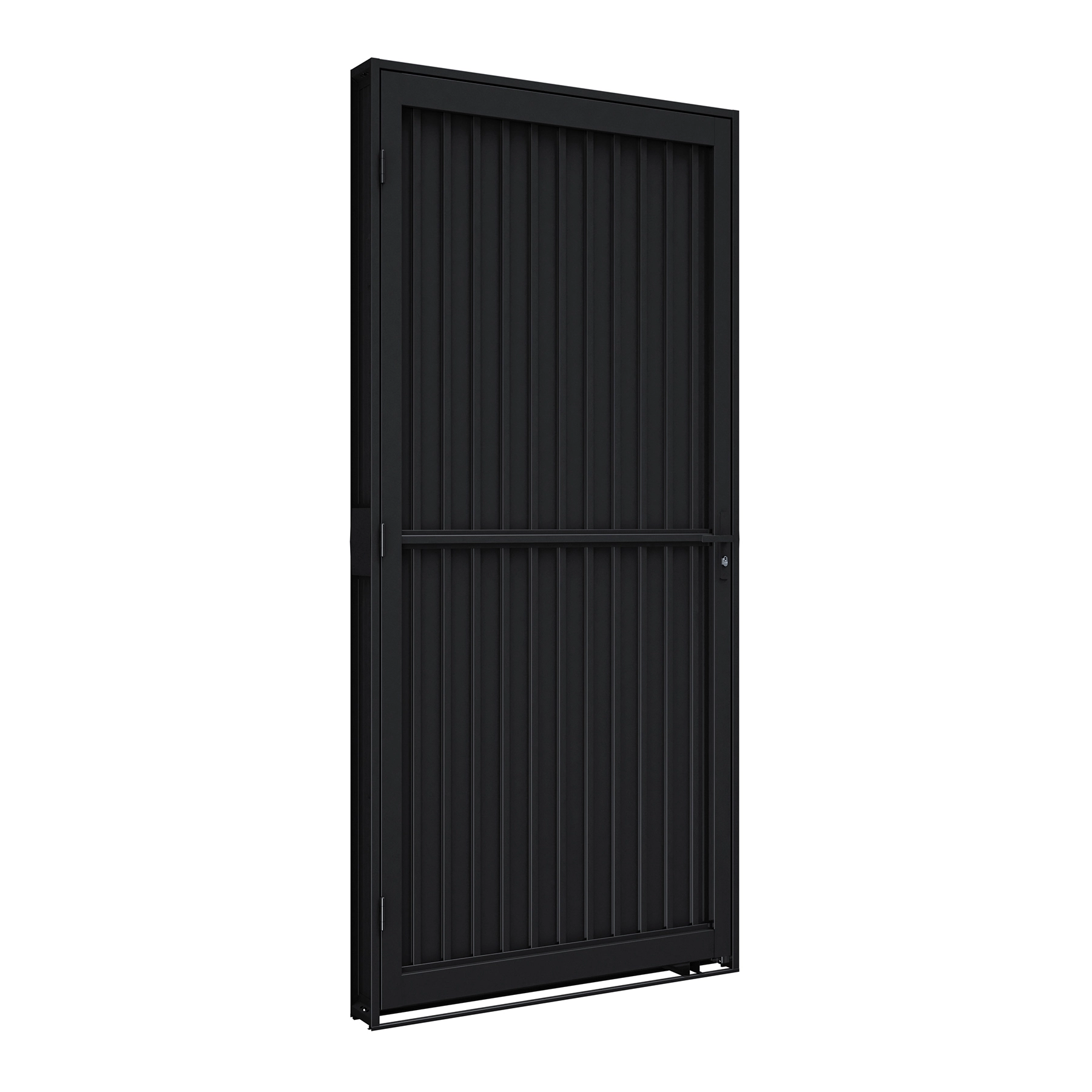 Porta de Giro Esquerdo 1 Folha Aço Pintado Preto 215x100cm Riobras