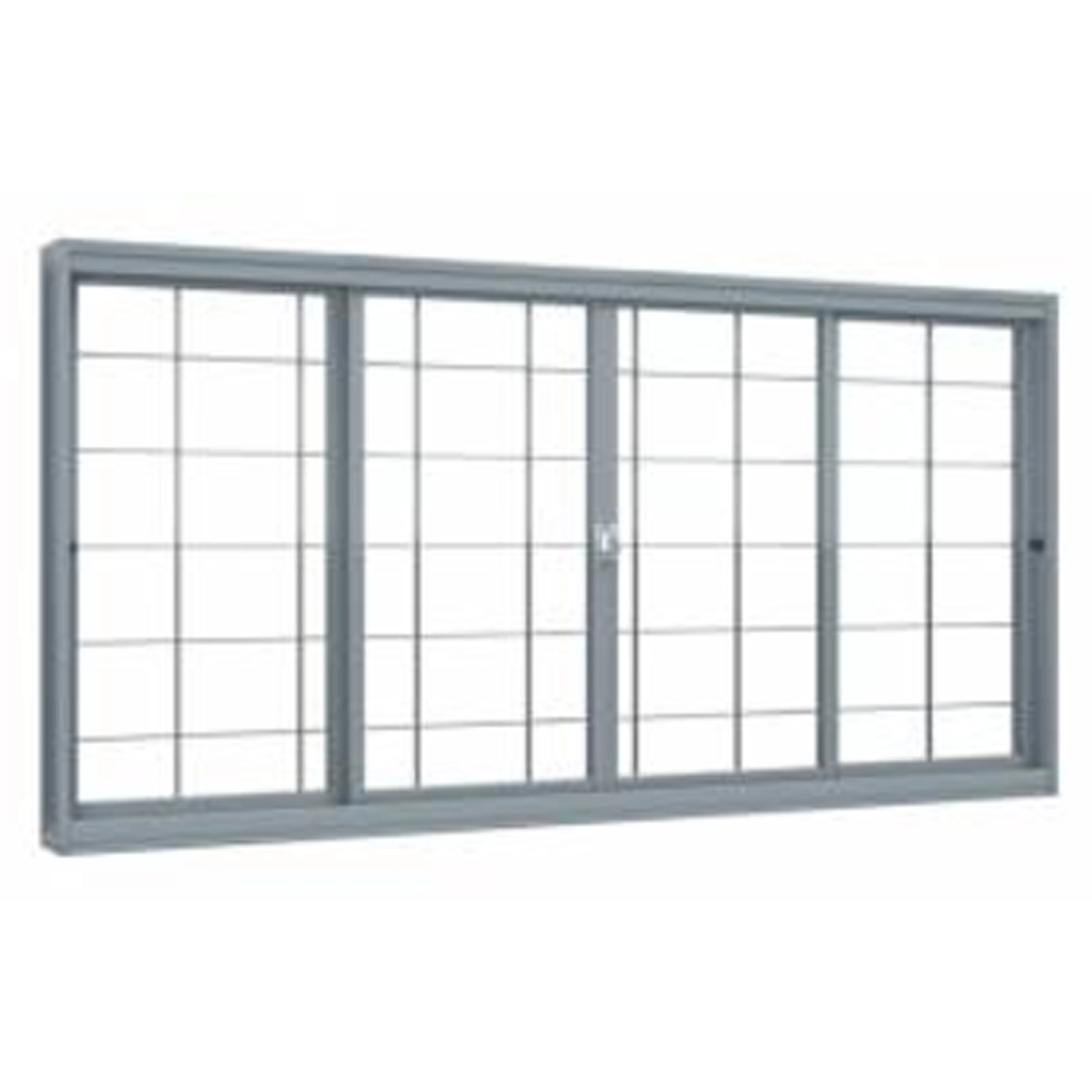Janela de Aço de Correr 4 Folhas 100x200cm com Grade Premium Lucasa Ullian Cinza