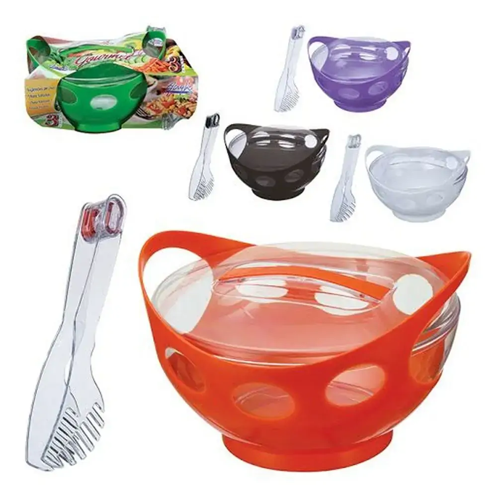 Saladeira Gourmet 3 Peças Com Pegador Acrílico