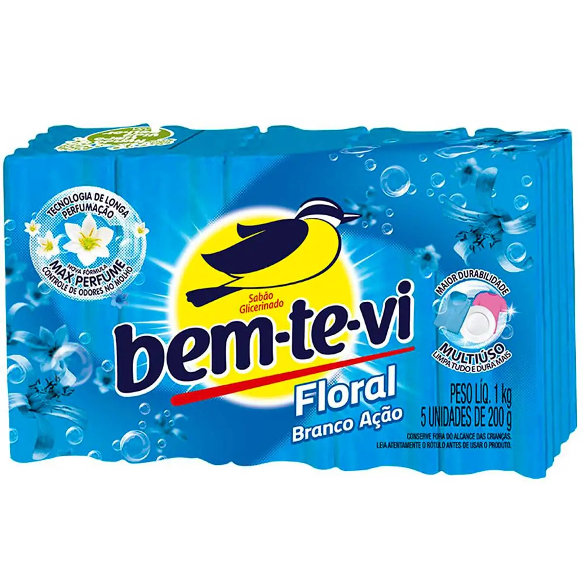 Sabão Barra Bem Ti Vi Azul Com 5 Un 200g