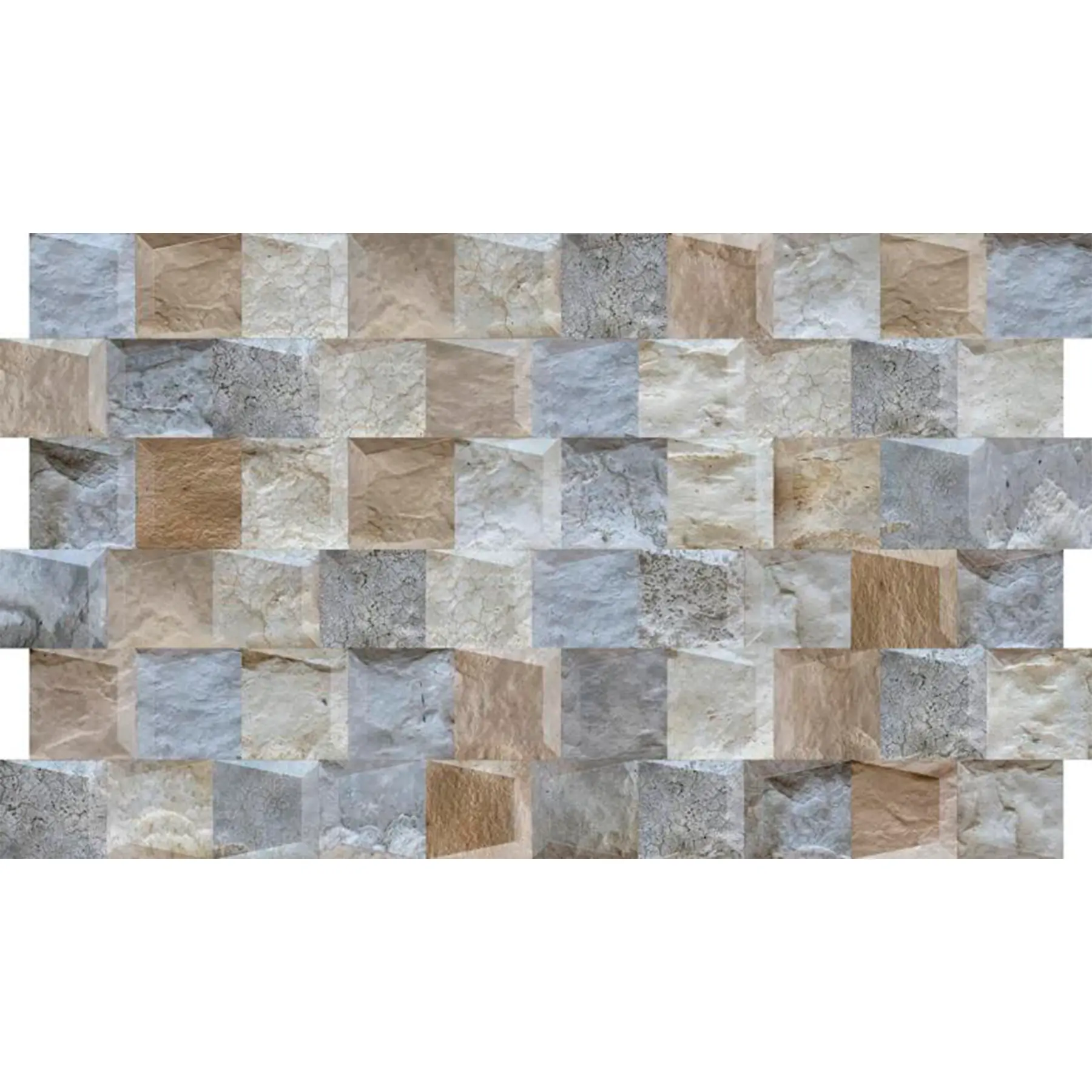 Revestimento de Parede Interno Pedra Acetinado 31x54cm Borda Arredondada Prisma Cianita Savane