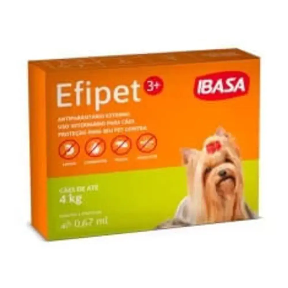 Antipulga E Carrapatos Efipet 3 Para Cães De Até 4 Kg Ibasa 0,67ml