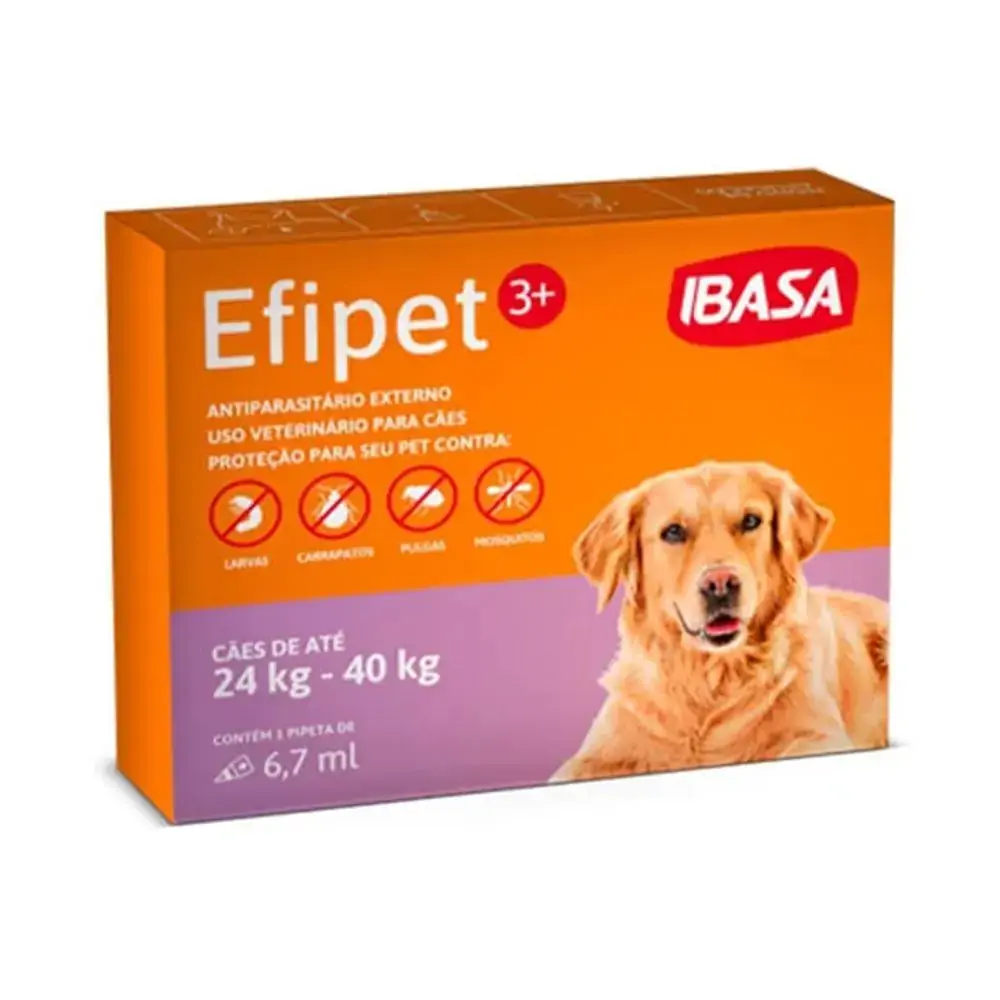 Antipulga E Carrapatos Efipet 3 Para Cães De 24 A 40kg Ibasa 6,7ml