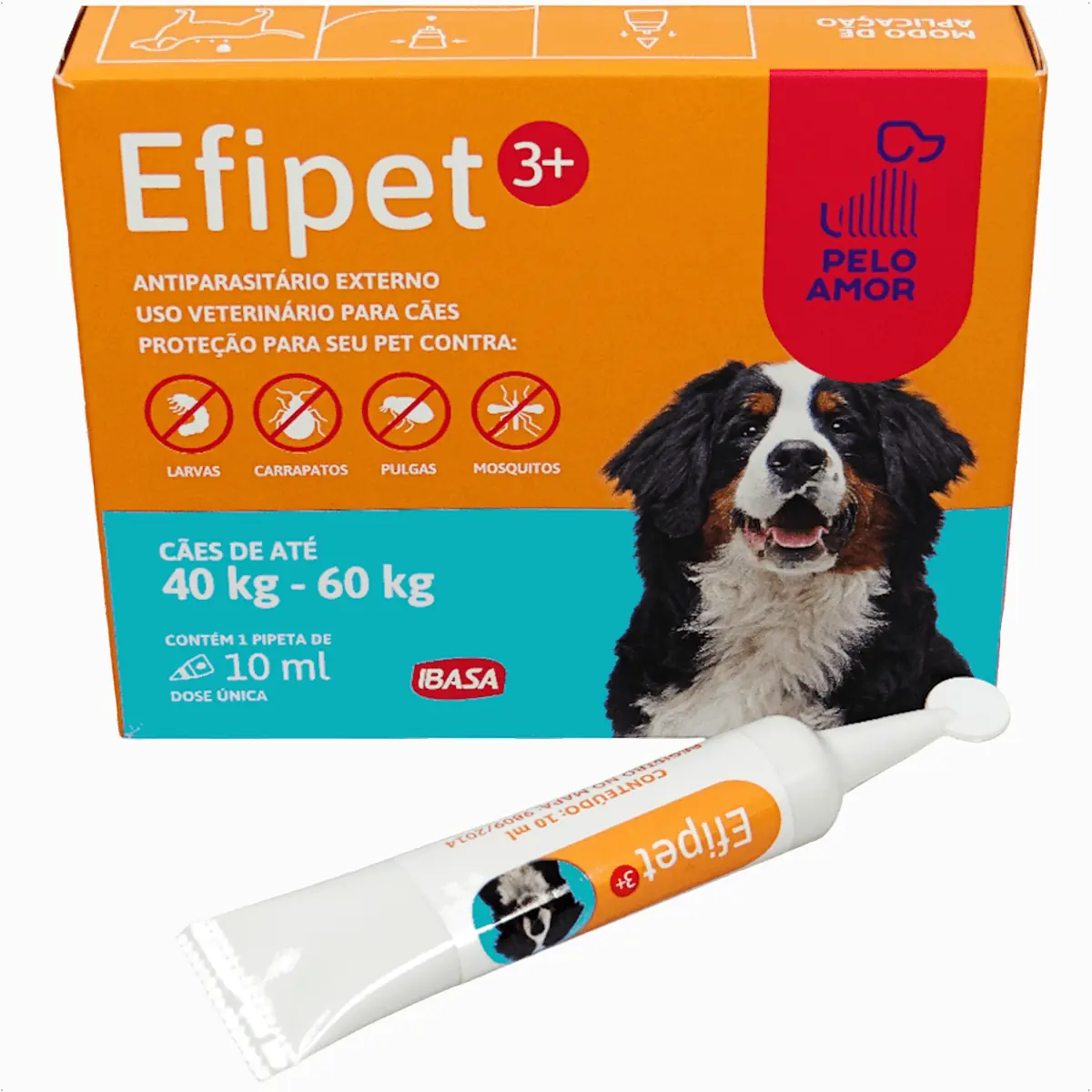 Antipulga E Carrapatos Efipet 3 Para Cães De 40 A 60kg Ibasa 10ml