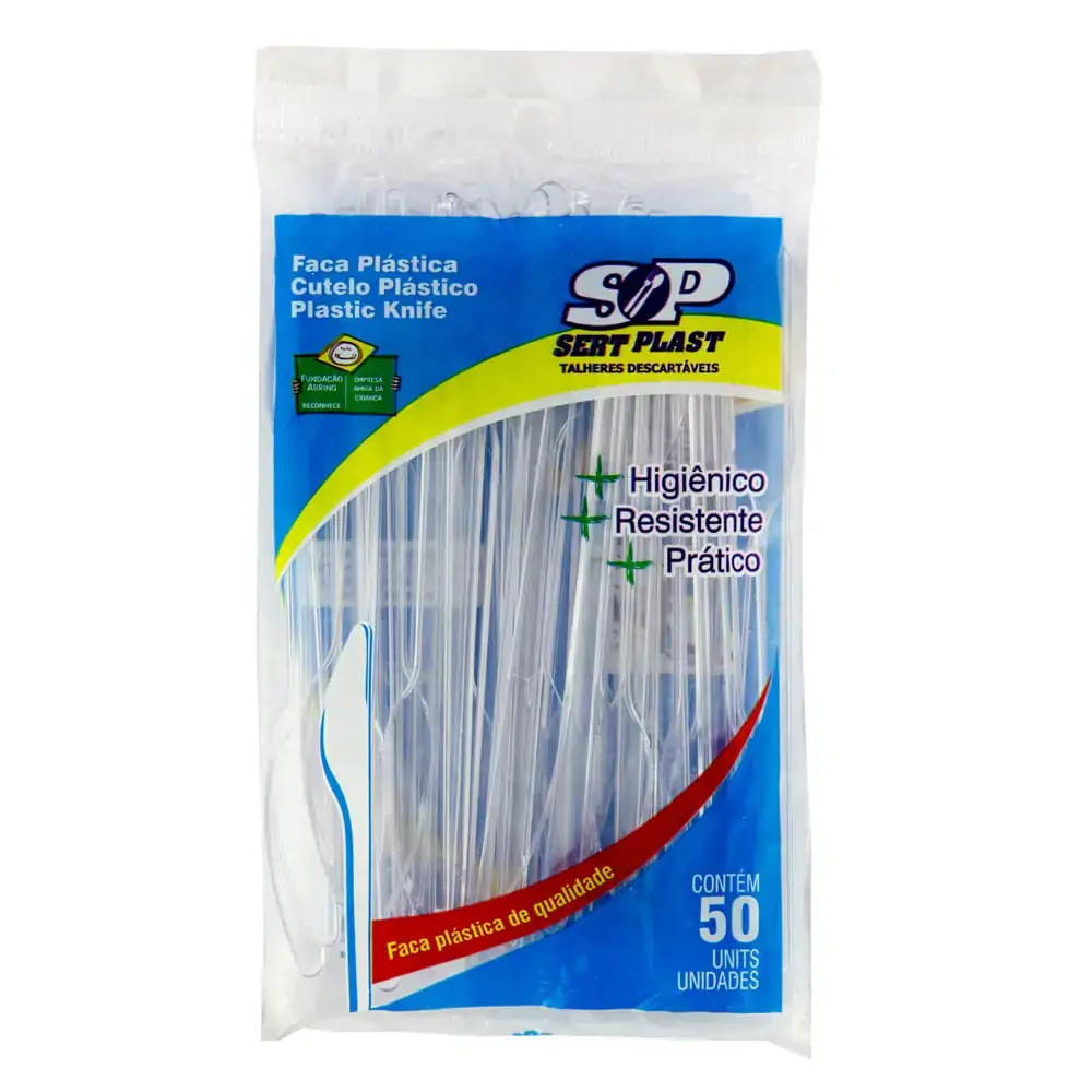 Faca Sertplast Refeicao C/50 Cristal Un
