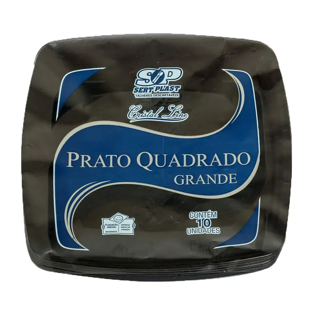 Prato Descartavel Sert.plast C/10 Quadrado Grande Preto