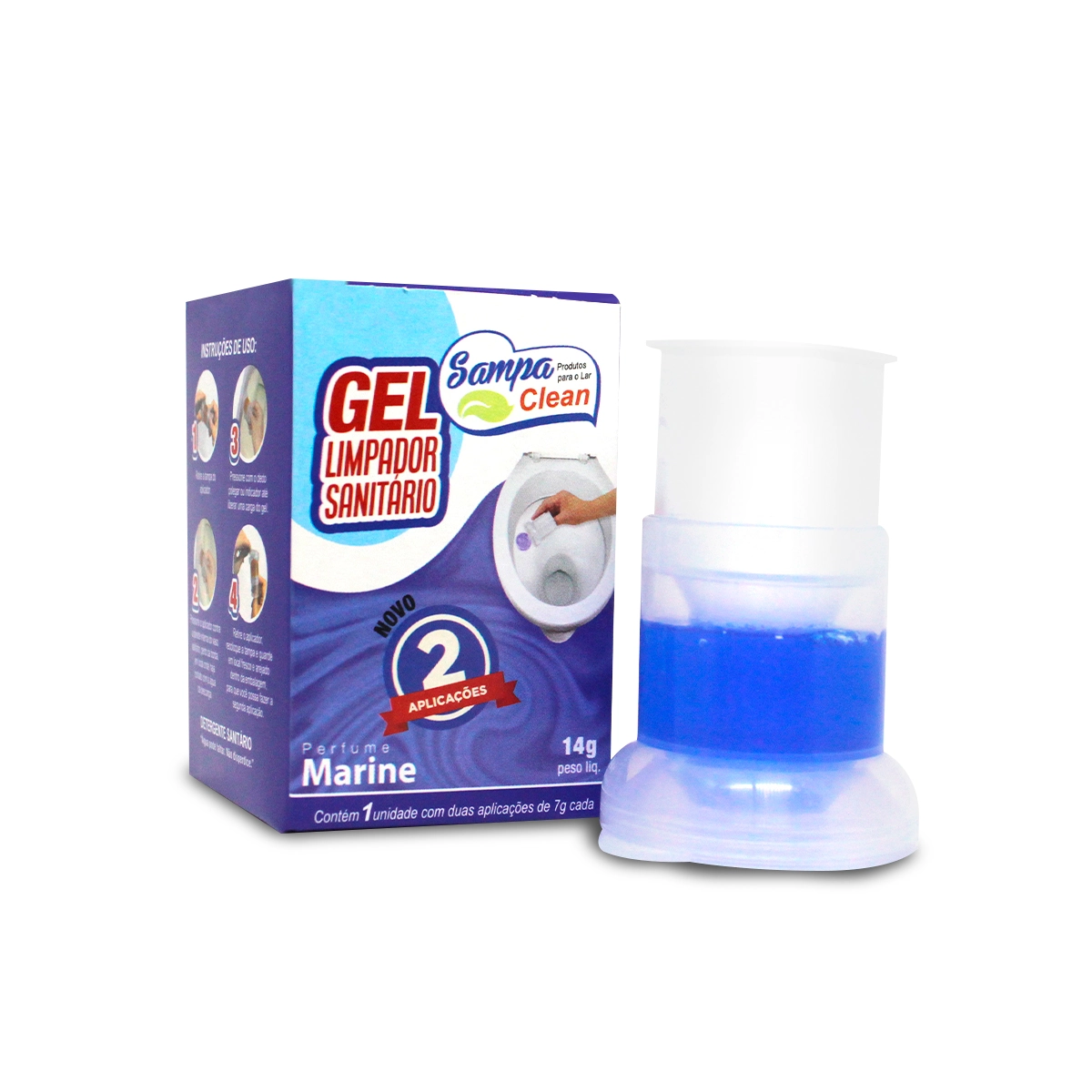 Gel Sanitario Sampa Clean 14g Adesivo Marine