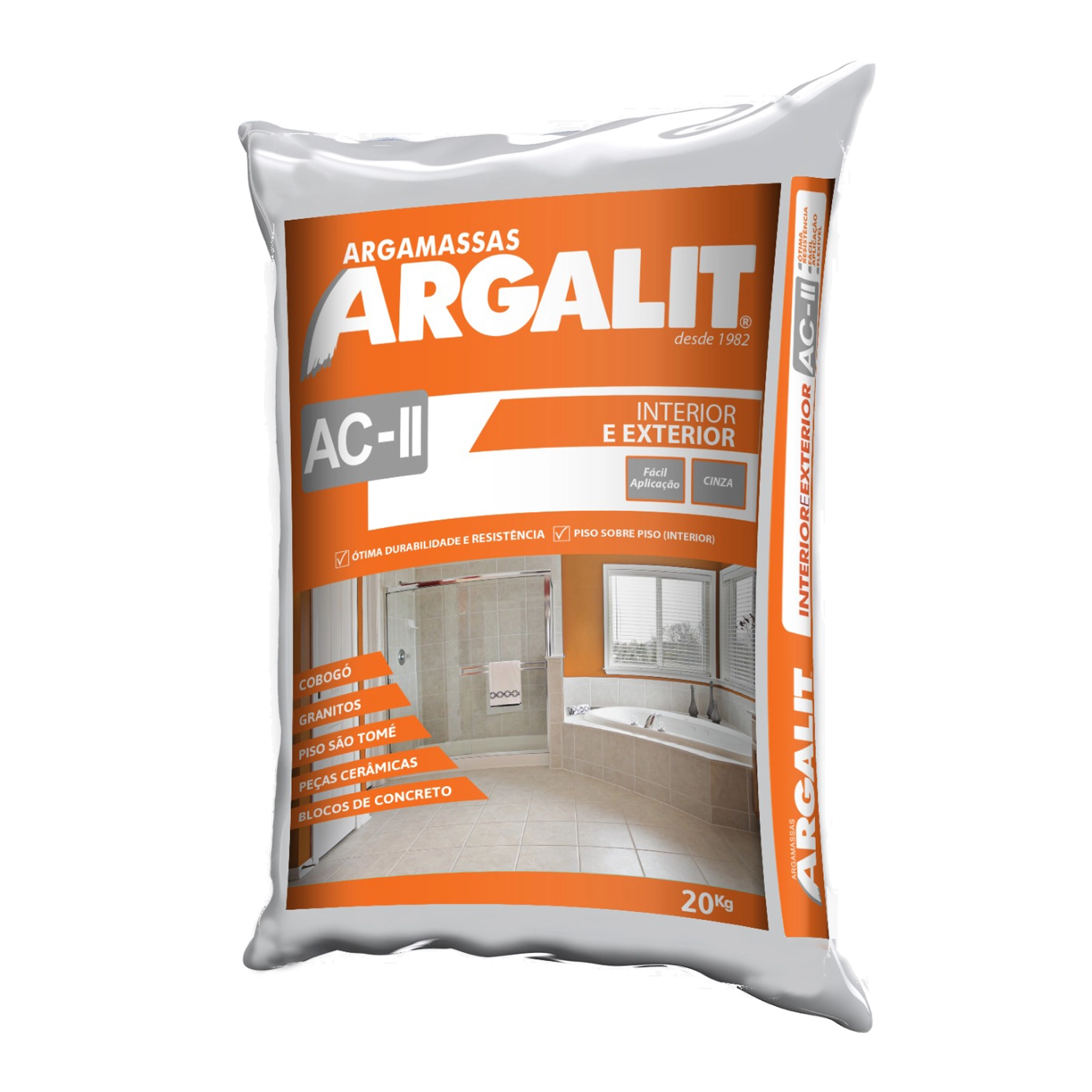 Argamassa ACII Interno e Externo 20kg Cinza Argalit
