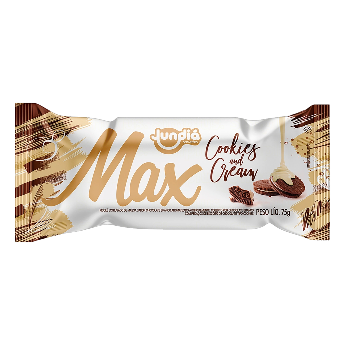 Picolé Cookies And Cream Jundiá Max Pacote 75g