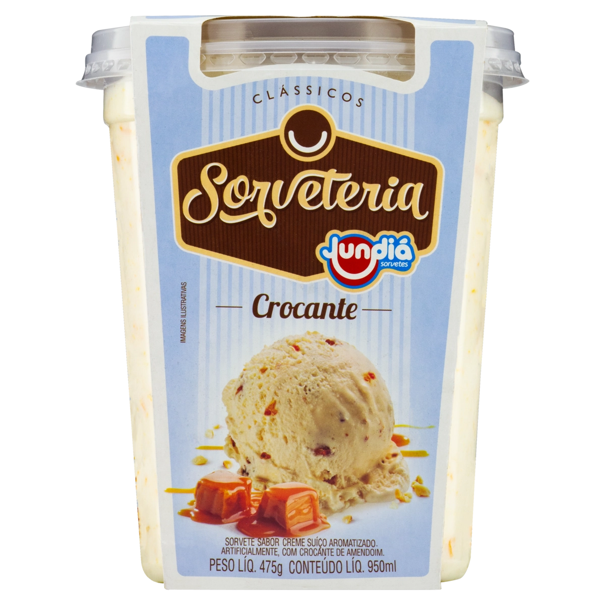 Sorvete Crocante Jundiá Clássicos Sorveteria Pote 950ml