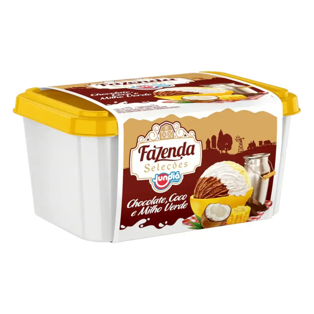 Sorvete Chocolate, Coco E Milho Verde Jundiá Fazenda Seleções Pote 1,5l