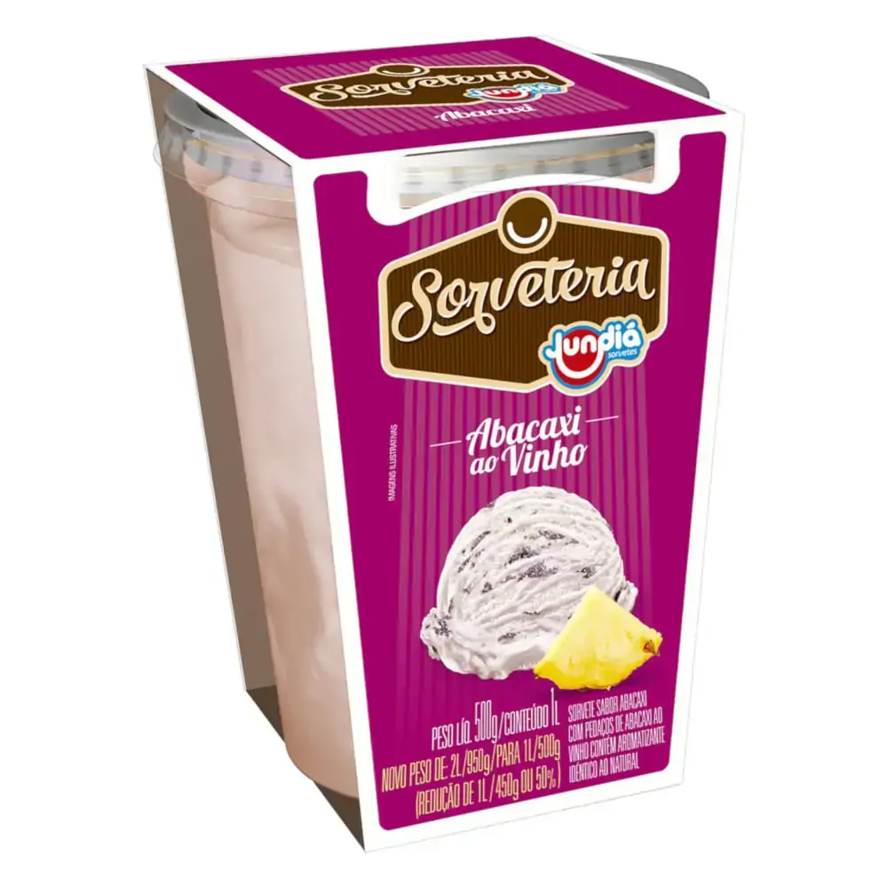 Sorvete Abacaxi Ao Vinho Jundiá Sorveteria Pote 1l
