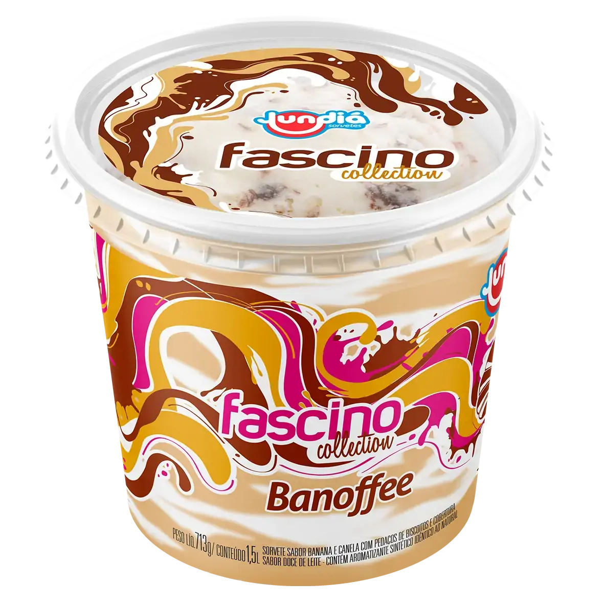 Sorvete Banoffee Cobertura Doce De Leite Jundiá Fascino Collection Pote 1,5l