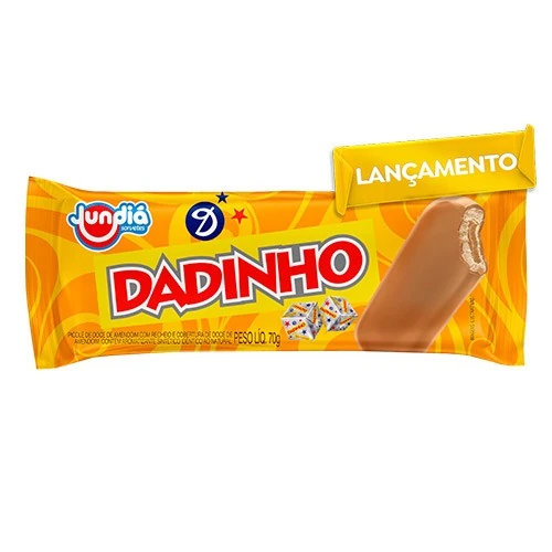 Picolé Dadinho Recheio E Cobertura Doce De Amendoim Jundiá Pacote 70g