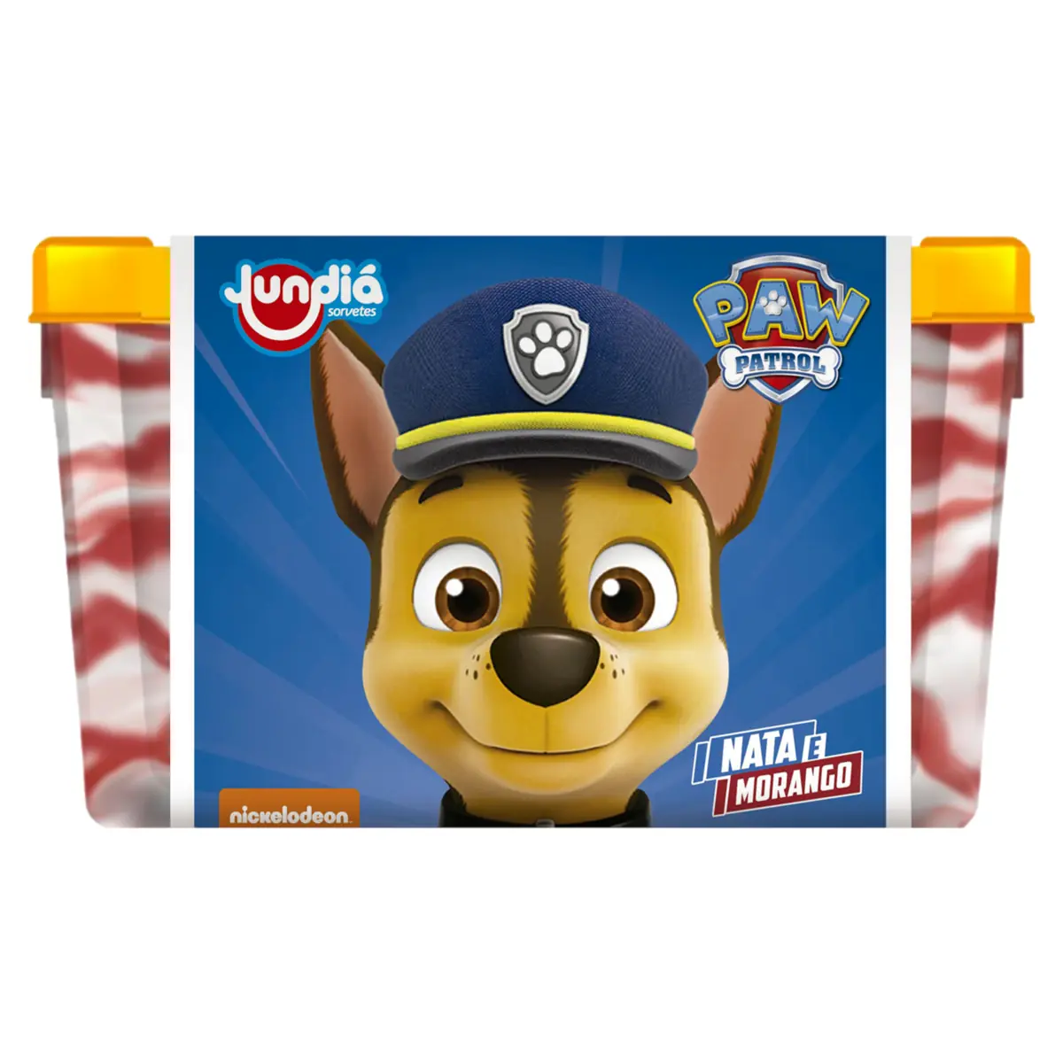 Sorvete Nata E Morango Cobertura Morango Paw Patrol Jundiá Pote 1,5l