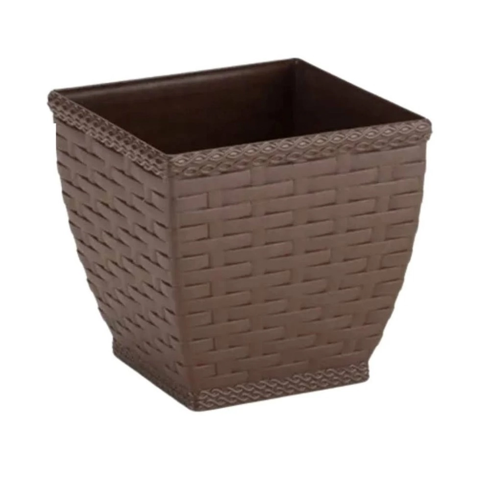 Vaso Cachepo Rattan M3 Quadrado Coffee