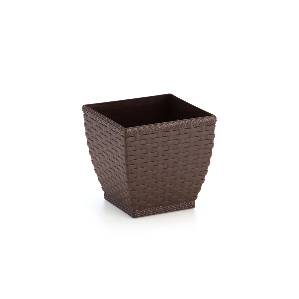 Vaso Cachepo Rattan Mini Quadrado Coffee