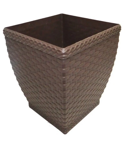 Vaso Cachepo Rattan Peq. Quadrado Coffee